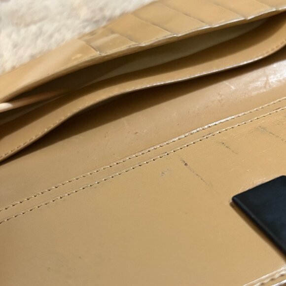 Gucci Vintage 90s Tom Ford Continental Wallet Beige Trifold Leather G Clasp - Picture 14 of 16